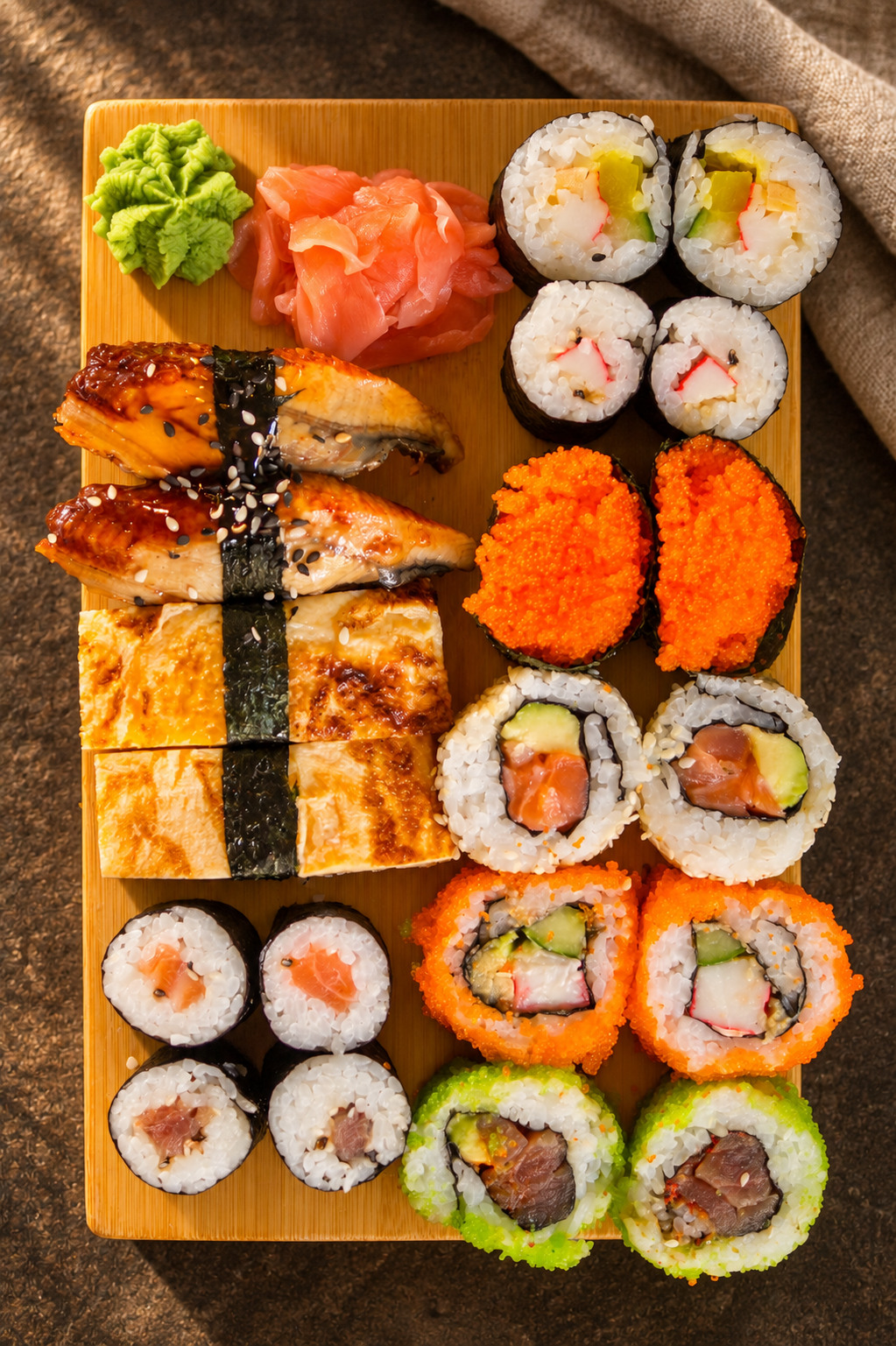 Japanische Sushi-Auswahl – Serviervorschlag